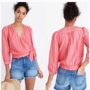 Madewell Cecilia Peony Pink Wrap Top